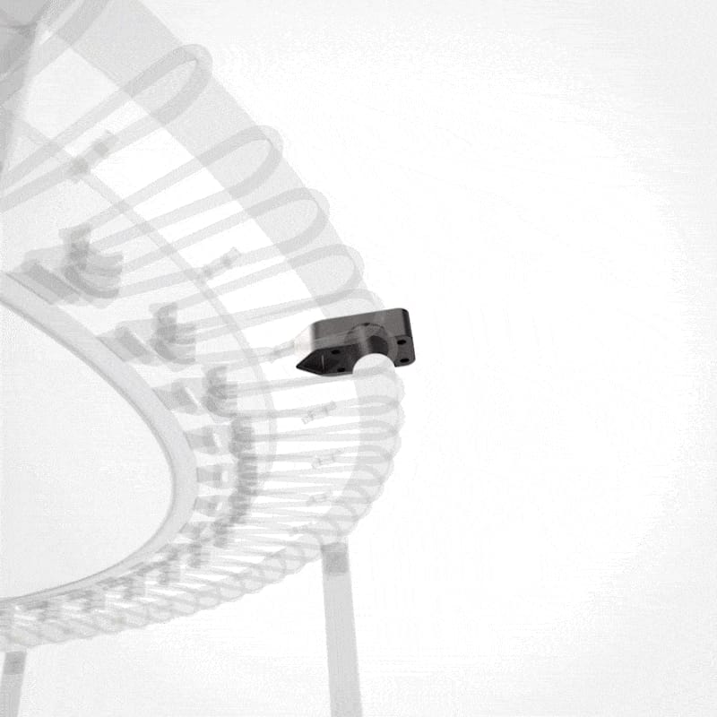 bellicon T-bar gets mounted on a black mini trampoline.