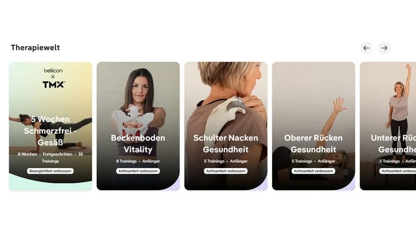 Übersicht der bellicon+ Therapiewelten.