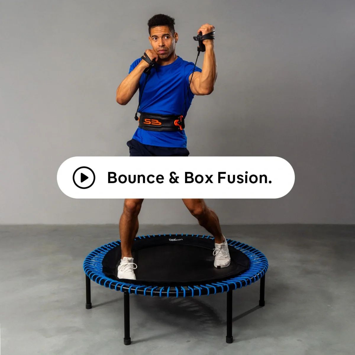 Man training on the bellicon with the Shadowboxer belt.