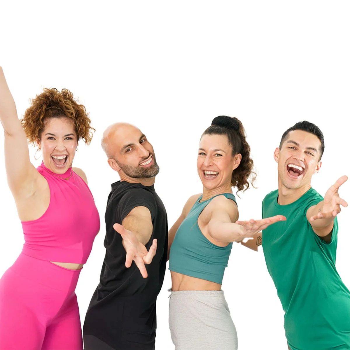 bellicon Coaches stehen nebeneinander und lachen.